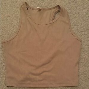 ROMWE Tan Fitted Crop Tank Top